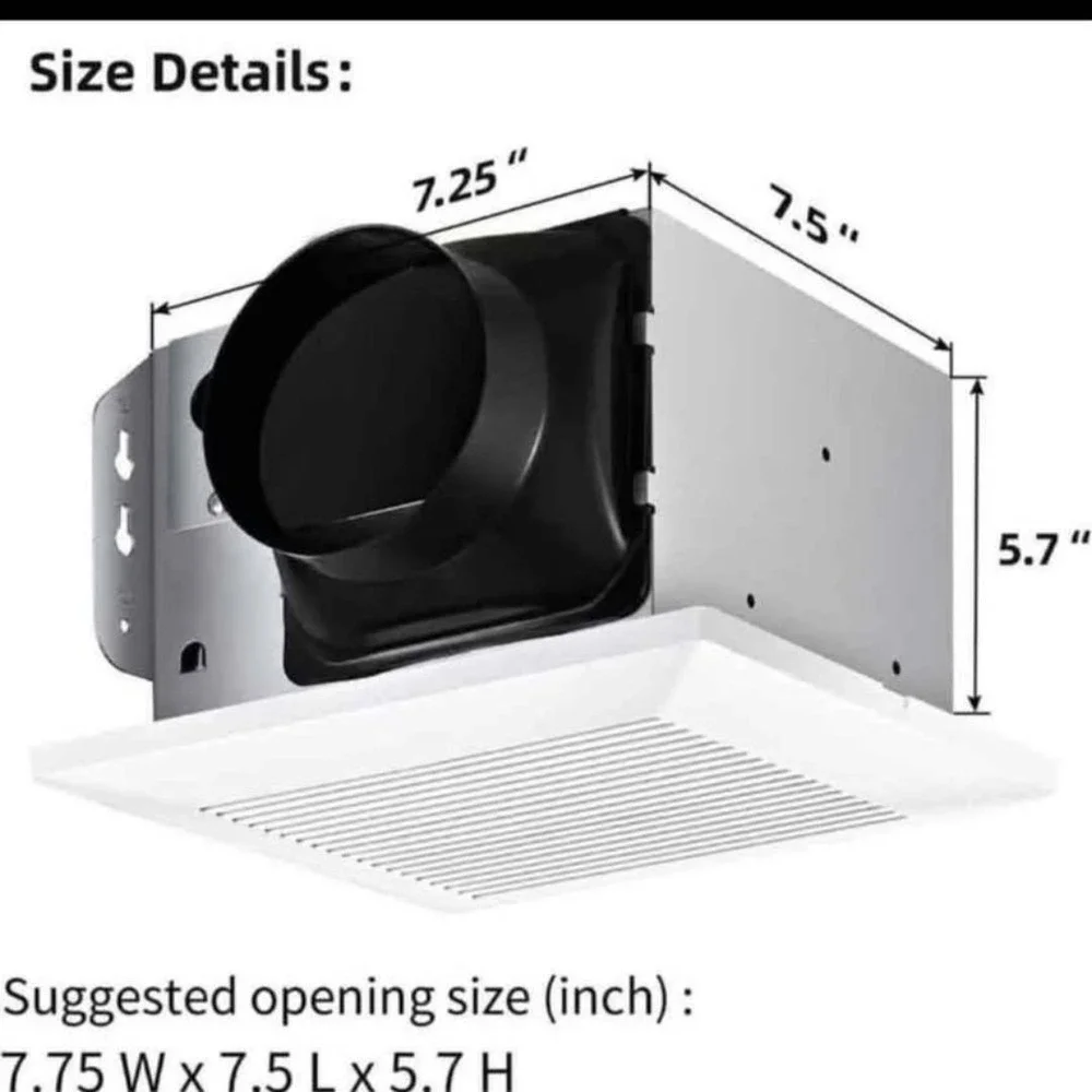 Bathroom Exhaust Fan 110 CFM Quiet Ceiling Ventilation 4 Inch Duct 107 Sq Ft